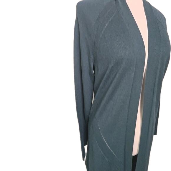Talbots Large Green Long Duster Cardigan Sweater 100% Merino Wool NWT - Picture 2 of 5